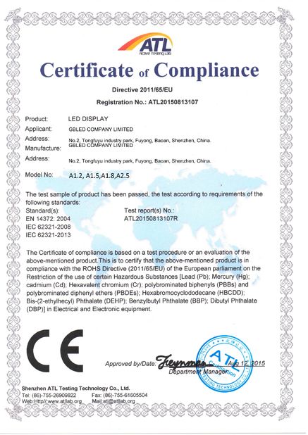 China GBLED company Ltd. certificaten